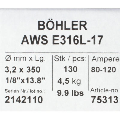Bohler MMA elektroda spawalnicza chromowo-niklowa 316L 3.2x350 4.5kg