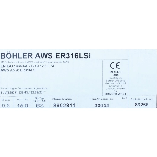 Bohler MIG drut spawalniczy 316LSi chromowo-niklowy fi.0.8 15kg