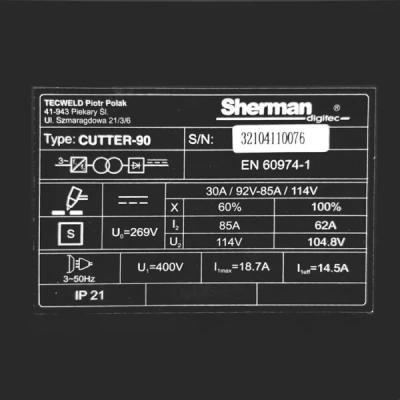Przecinarka plazmowa Sherman CUTTER 90