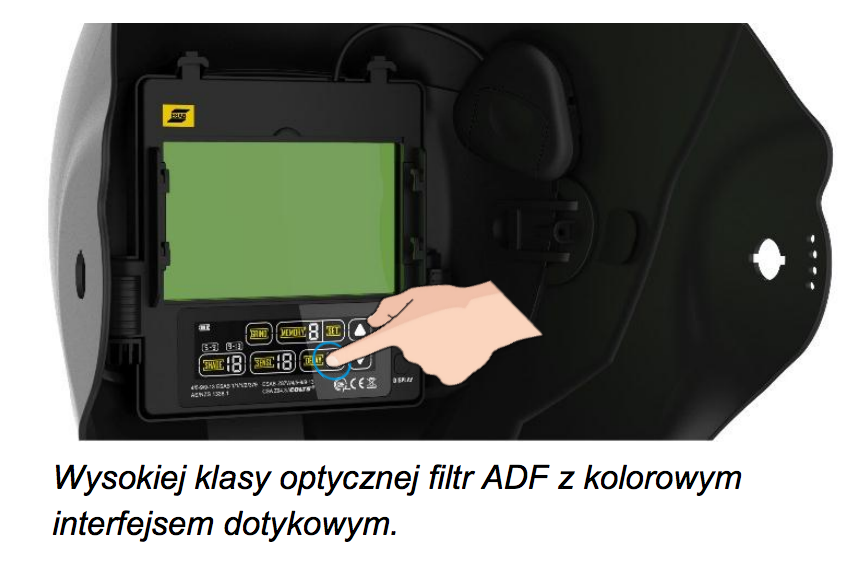 Przyłbica spawalnicza Esab Sentinel A50 Panel sterujący przyłbicy spawalniczej Esab Sentinel A50