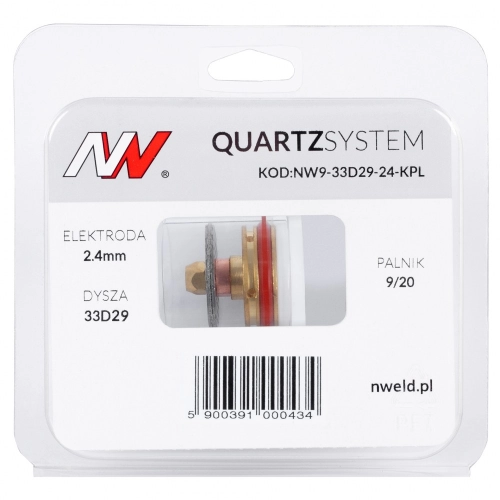 Zestaw QUARTZSystem - duża soczewka dysza S, wymienne sitko 9/20 [na elektrodę 2.4mm]