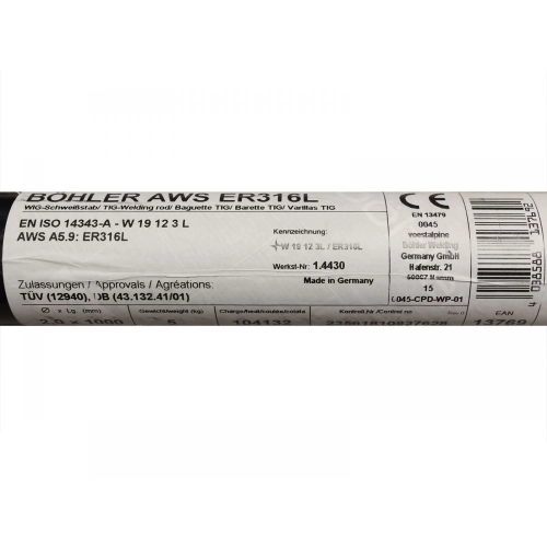 Bohler TIG drut spawalniczy pręt TIG 316L chromowo-niklowy 2.0x1000 1kg